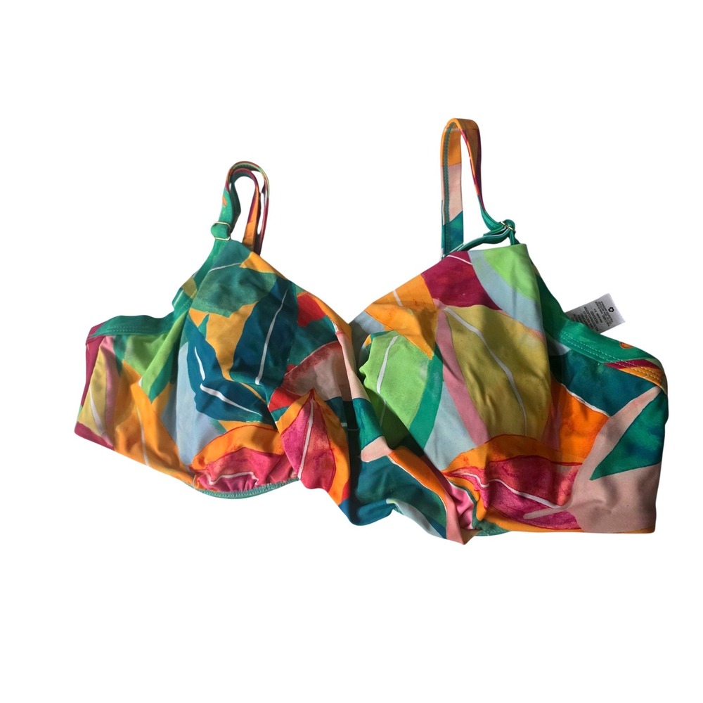 Time and Tru Womens Plus 3X‎ Tropical Leaf Underwire Twist Bikini Top Multicolor